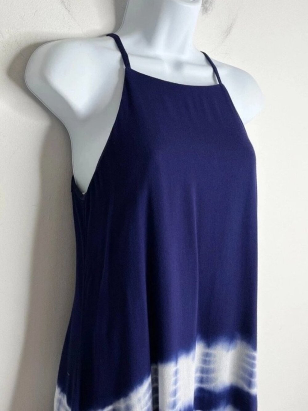 Blue Rain Women's Swing Dress XS Blue Tie Dye Sleeveless Asymmetric Hem Tunic - Picture 4 of 10